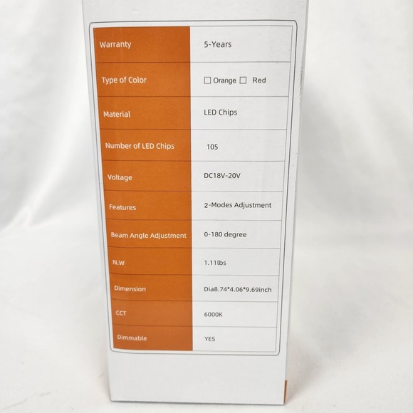 LED‎ Flood Light 8800LM for Dewalt/Milwaukee 20V/18V – No Battery - Picture 4 of 5